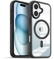Doubledicestore Back Cover for iphone 16(Transparent, Black, Magsafe, Thermoplastic Polyurethane, Pack of: 1)