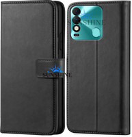 SUNSHINE Wallet Case Cover for Leather Magnetic Vintage Flip Wallet Case Cover for TECNO SPARK-8T(Black, Hard Case, Artificial Leather, Pack of: 1)