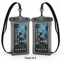 MALVAA Pouch for MALVAA Waterproof Mobile Pouch Cover | Mobile Rain Cover | Up to 7 Inch(Black, Waterproof, Silicon, Pack of: 2)