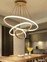 Blissbells 3 ring GOLD for lobby,drawing room,hall,with 3 modes of colours Chandelier Ceiling Lamp(White)