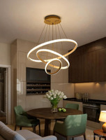 Blissbells Blissbells Modern 3 Ring Light Gold Chandelier Chandelier Ceiling Lamp(White)