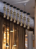LumaCraft Natural Jute Rope Decorative Hanging Light Pack of-8 Without Bulb Pendant Lamp Ceiling Lamp(Brown)