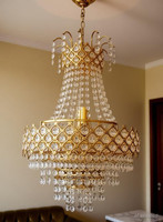 Prmoagen WITH BULB Glass octagon Beads Acid FLELTJHUBSZ_1 Jhumar Light For Chandelier Ceiling Lamp(Gold, White)