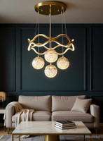 Blissbells Golden 5 Light Curvy LED Pendant Chandelier Light Pendant Lamp Ceiling Lamp(Gold)