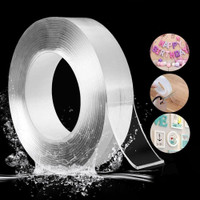 BEFLIX Heavy Duty Transparent Removable Mounting Double Tape Washable Reusable Handheld Double Sided Tough Nano Double Sided Tape Heavy Duty (Manual)(Set of 1, Transparent)