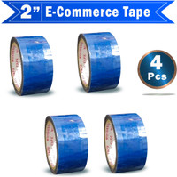 Boxer Online E -Selling Printed (Pack of 4) Strong Packaging Tape (2" Inch x 65 Meters ) Adhesive Tape (Manual)(Set of 4, Transparent Blue)