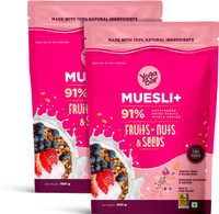 Yogabar Fruit and Nut Muesli 1kg | Muesli with 29% Fruits, and Seeds Pouch(2 x 0.5 kg)