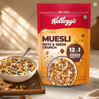 Kellogg's Muesli Nuts & Seeds Crunch | 12-In-1 Power Breakfast|No Maida Pouch(950 g)