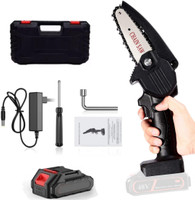 dasndas Mini Electric Chain Saw, 6 Inch Rechargeable Battery Compact One-Hand Use And Auto Lubrication System Cordless Chainsaw
