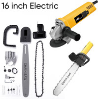 RanPra 16 INCH WITH 4 INCH ANGLE GRINDER HEAVY DUTY FOR WOOD CUTTING Corded Chainsaw(Without Battery)