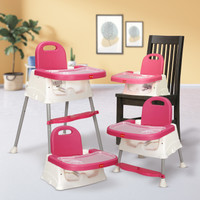 LuvLap 4-in-1 Convertible Baby High Chair with Footrest, Low Chair & Booster Seat(Red)