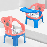 TONY STARK Baby Chair with Tray Strong & Durable Plastic Portable Chair for Kids,Upto 35Kgs(Orange & Blue)