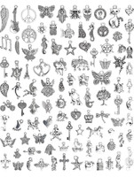 Rinkis craft Bulk Lots Jewelry Making Silver Charms Mixed Smooth Tibetan Silver Metal Charms Alloy Charm Set(Pack of 100)