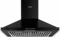 Glen Chimney Mia BLK 60 1100M3 BF LTW Pyramid 60 cm| Baffle Filter | Low Noise Wall Mounted Black 1100 m3/h Chimney