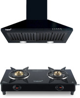 LIVPURE LIV-AIRIS-60+LIV-ZENO-2B COMBO Chimney & Cooktop Combo |Pyramid Shape + 2 Burner Cooktop | Baffle Filter | 5 Year Motor Warranty |Powerful Suction | Low Noise Wall Mounted Black 1000 CMH Chimney