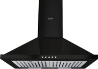 Glen Chimney Mia BLK 60 1100M3 BF LTW Pyramid 60 cm| Baffle Filter | Low Noise Wall Mounted Black 1100 m3/h Chimney