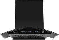 Hindware Smart Appliances Sancia BLDC 75 Auto Clean | Curved Glass | Filterless | Touch Control | Motion Sensor | Energy Efficient LED Light | Powerful Suction | Wall Mounted Black 1400 CMH Chimney