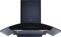 Whirlpool CGFL PRO 904 HAC BK HOOD 1600 CMH 90 cm Curved Glass 90 cm| 11 Years Motor Warranty| Heat Autoclean| Gesture Control| Filterless|Powerful Suction | Low Noise Auto Clean Chimney(Wall Mounted, Black)