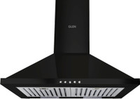 Glen Chimney Mia BLK 60 1100M3 BF LTW Pyramid 60 cm| Baffle Filter | Low Noise Wall Mounted Black 1100 m3/h Chimney