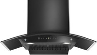 Hindware Smart Appliances Sancia 75 Auto Clean | Curved Glass | Filterless | Touch Control | Motion Sensor | 5 Years Motor Warranty | Energy Efficient LED Light | Powerful Suction | Wall Mounted Black 1200 CMH Chimney
