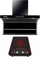 Maplin Combo of Induction Cooktop (IP) and T05 (90cm) Auto Clean Wall Mounted Black 1400 CMH Chimney
