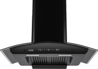 Hindware Smart Appliances Nevio Plus 90 IN Auto Clean | Curved Glass | Baffle Filter | Touch Control | Motion Sensor | 10 Years Motor Warranty | Energy Efficient LED Light | Powerful Suction | Wall Mounted Black 1300 CMH Chimney