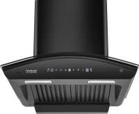 Hindware Smart Appliances Nevio Plus 60 IN Auto Clean | Curved Glass | Baffle Filter | Touch Control | Motion Sensor | 10 Years Motor Warranty | Energy Efficient LED Light | Powerful Suction | Wall Mounted Black 1300 CMH Chimney