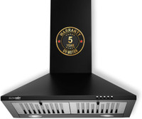 BLOWHOT Iris Plus, Filterless, 3 Speed Push Control, LED Lights, Modular Kitchen Wall Mounted Black 1050 CMH Chimney