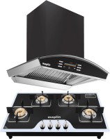 Maplin Combo of Auto Ignition Gas Cooktop GH04 Prima and SS60 Voice(60cm) Auto Clean Wall Mounted Chimney(Black 1400 CMH)