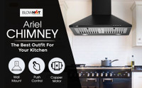 Blowhot Ariel Black Chimney Wall Mounted Chimney(Black 800 CMH)