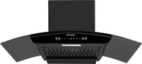 FABER HOOD SYDNEY IN HC SC FL 90 Auto Clean Curved Glass | Touch & Gesture Control | Autoclean| Powerful Suction |Filterless Technology| Low Noise Wall Mounted Black 1200 CMH Chimney