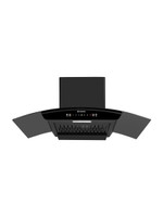 FABER HOOD SYDNEY IN HC SC FL 90 1200 CMH 90 cm Curved Glass | Touch & Gesture Control | Autoclean| Powerful Suction |Filterless Technology| Low Noise Auto Clean Chimney(Wall Mounted, Black)