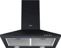 Whirlpool CLASSIC CF 60 BK HOOD Pyramid Shape 60cm| 5 Years Motor Warranty| 3 Layer Mesh filter|Powerful suction |Low Noise | LED Lamp | Push Button Control Wall Mounted Black 750 CMH Chimney