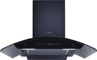 Whirlpool CGFL PRO 904 HAC BK HOOD Auto Clean Curved Glass 90 cm| 11 Years Motor Warranty| Heat Autoclean| Gesture Control| Filterless|Powerful Suction | Low Noise Wall Mounted Black 1600 CMH Chimney