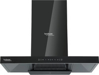 Hindware Smart Appliances Atlanta 90 Silence Auto Clean | Maxx Technology | T-Shape | Filterless | Touch Control, Motion Sensor | Energy Efficient LED Light | Powerful Suction | Wall Mounted Black 1350 CMH Chimney