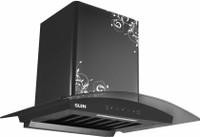 Glen ISPA 60 cm BL DZ 1200 m3 Auto Clean Curved Glass 60 cm|Touch & Gesture Control| Autoclean| Filterless|Powerful Suction | Low Noise Wall Mounted Black 1200 CMH Chimney