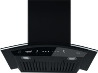 LIVPURE Elega-60 Auto Clean Curved Glass 60 cm| 6 Years Motor Warranty|Heat Autoclean| Gesture Control| Baffle Filter|Powerful Suction | Low Noise Wall Mounted Black 1300 CMH Chimney