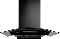Kaff KEC 90A-DC BLDC Motor Curved Glass, Filterless, 9 Speed, Real Time Display Auto Clean Wall Mounted Black 1400 CMH Chimney