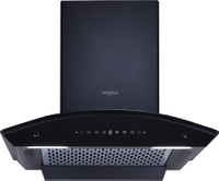 Whirlpool CGFL PRO 604 HAC BK HOOD Auto Clean Curved Glass 60 cm| 11 Years Motor Warranty| Heat Autoclean| Gesture Control| Filterless|Powerful Suction | Low Noise Wall Mounted Black 1425 CMH Chimney