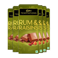 Cadbury Temptations Rum and Raisin Premium Chocolate Bar(6 x 70 g)