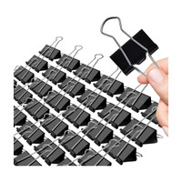 FRKB 32mm Black Binder Clips Set of 24pc 32mm Steel Metal(Set of 24, Black)