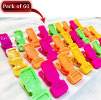 Stysol Heavy Duty (Multi 60 Pcs) Non Slip Plastic Clothes Drying Clips Plastic Cloth Clips(Multicolor Pack of 60)