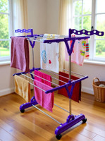 Unizone Steel, Plastic Floor Cloth Dryer Stand 2-Tier Foldable Cloth Stand Steel Space-Saving | Cloth Drying Stand for Home(2 Tier)