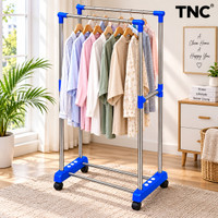TNC Plastic, Steel Floor Cloth Dryer Stand Compact Design |Big Utility | Perfect for Every Space(2 Tier)