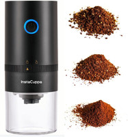 InstaCuppa Rechargeable Coffee Bean Grinder with Ceramic Burr Mill,5 Speed Settings 10 Cups Coffee Maker(Black)
