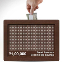 SSCraft Money Saving Box 100000 Rupees Chalange Box,Wooden money saver box Coin Bank(Brown)