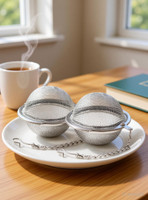DHRUSIMI Strainer Filter Tea Interval Diffuser for Loose Natural Leaf Tea & Herbal Spices Collapsible Strainer(Steel Pack of 2)