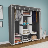 CONTINENTAL 6+2 Shelves Portable 88130 PP Collapsible Wardrobe(Finish Color - Grey, DIY(Do-It-Yourself))