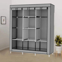 SHOEVAULT SOLID GREY WARDROBE Carbon Steel Collapsible Wardrobe(Finish Color - GREY, DIY(Do-It-Yourself))