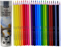 BRuSTRO Studio Colour Pencil in a Metal Tube|Break Resistant 3mm , Easy to Blend,High Pigmented, Vibrant Colours,Non-Toxic,Pre-Sharpened, Hexagonal Shaped Color Pencils(Set of 24, Multicolor)